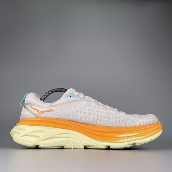 Hoka One One Bondi 8 Men’s 10.5 D Blanc De Blanc Solar Running Sneakers Shoe GUC - Picture 5 of 9
